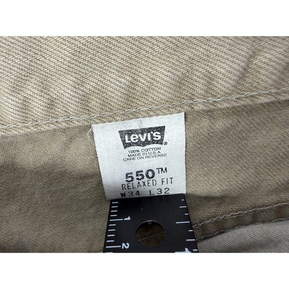 Levis 550 Jeans Mens 34x32 (32x30) Khaki Tan Relaxed Fit Made in USA 1997 - Picture 3 of 9